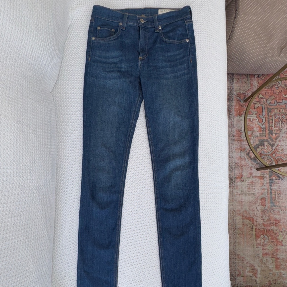 Rag & Bone mid rise skinny ankle jeans in Southwood color